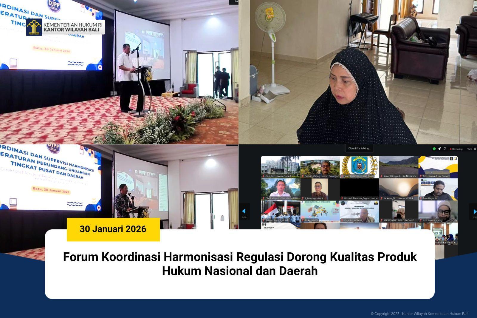 Forum Koordinasi Harmonisasi Regulasi Dorong Kualitas Produk Hukum Nasional dan Daerah