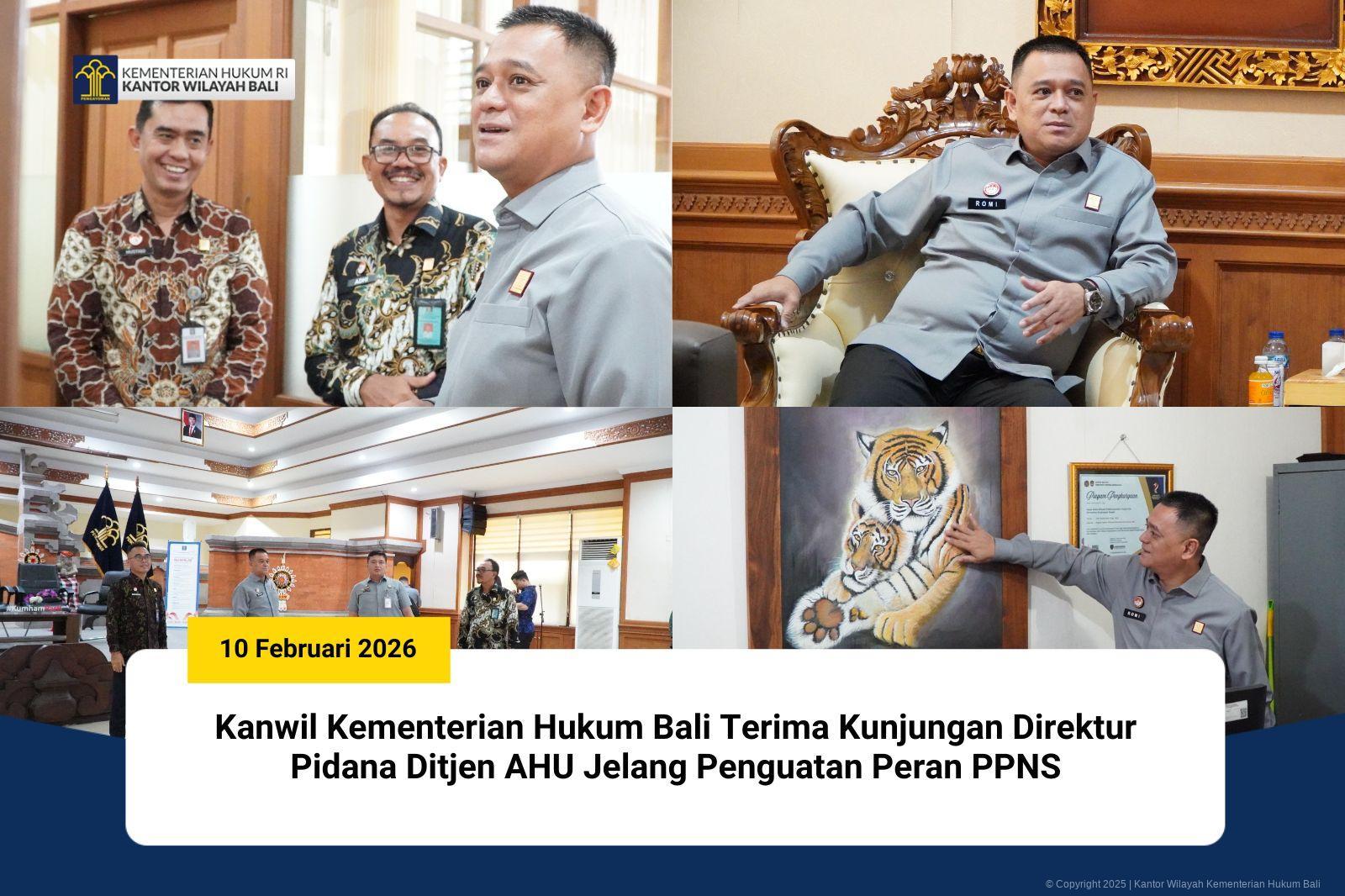 Kanwil Kementerian Hukum Bali Terima Kunjungan Direktur Pidana Ditjen AHU Jelang Penguatan Peran PPNS
