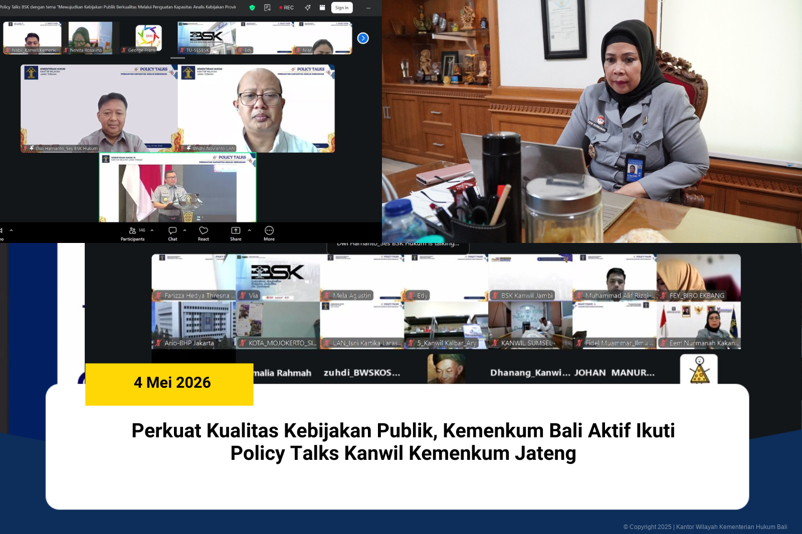 Perkuat Kualitas Kebijakan Publik, Kemenkum Bali Aktif Ikuti Policy Talks Kanwil Kemenkum Jateng
