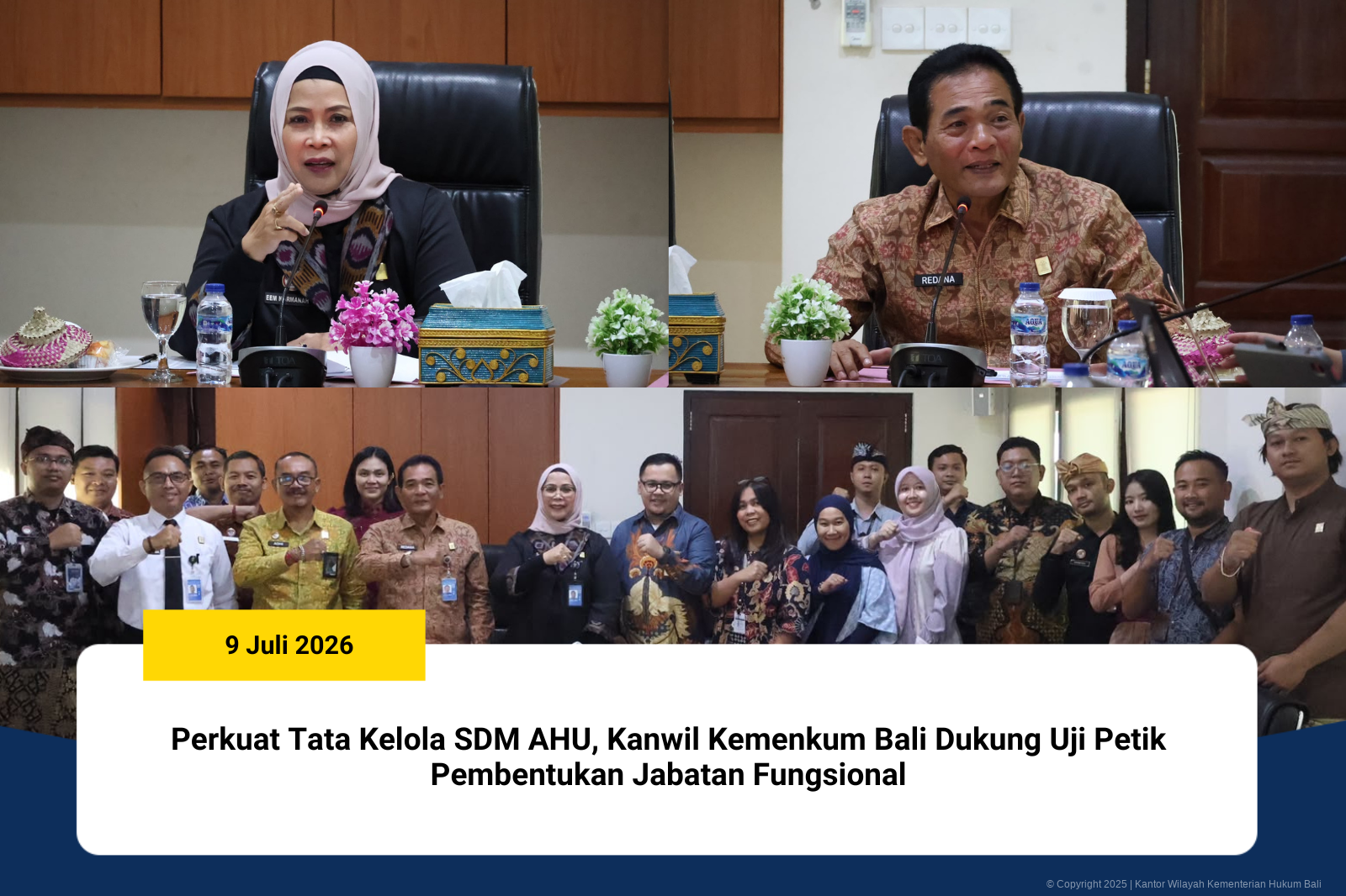 Perkuat Tata Kelola SDM AHU, Kanwil Kemenkum Bali Dukung Uji Petik Pembentukan Jabatan Fungsional