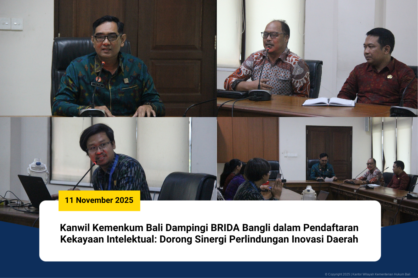Kanwil Kemenkum Bali Dampingi BRIDA Bangli dalam Pendaftaran Kekayaan Intelektual: Dorong Sinergi Perlindungan Inovasi Daerah