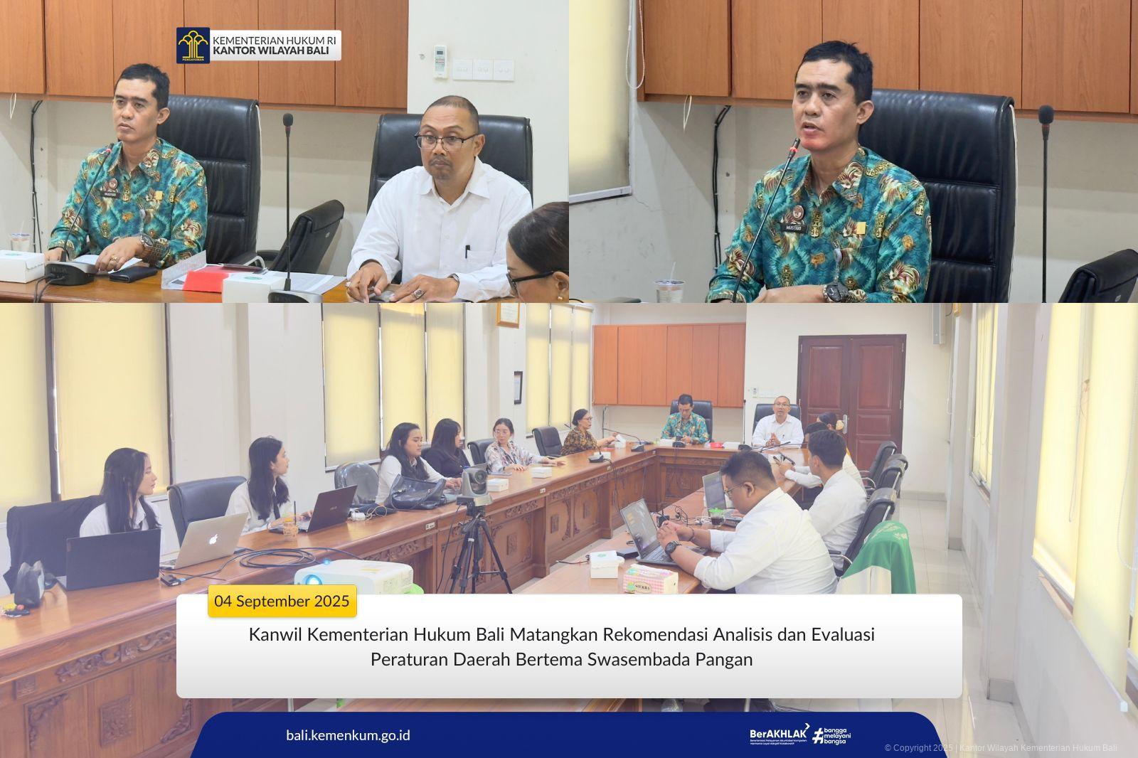 Kanwil Kementerian Hukum Bali Matangkan Rekomendasi Analisis dan Evaluasi Peraturan Daerah Bertema Swasembada Pangan