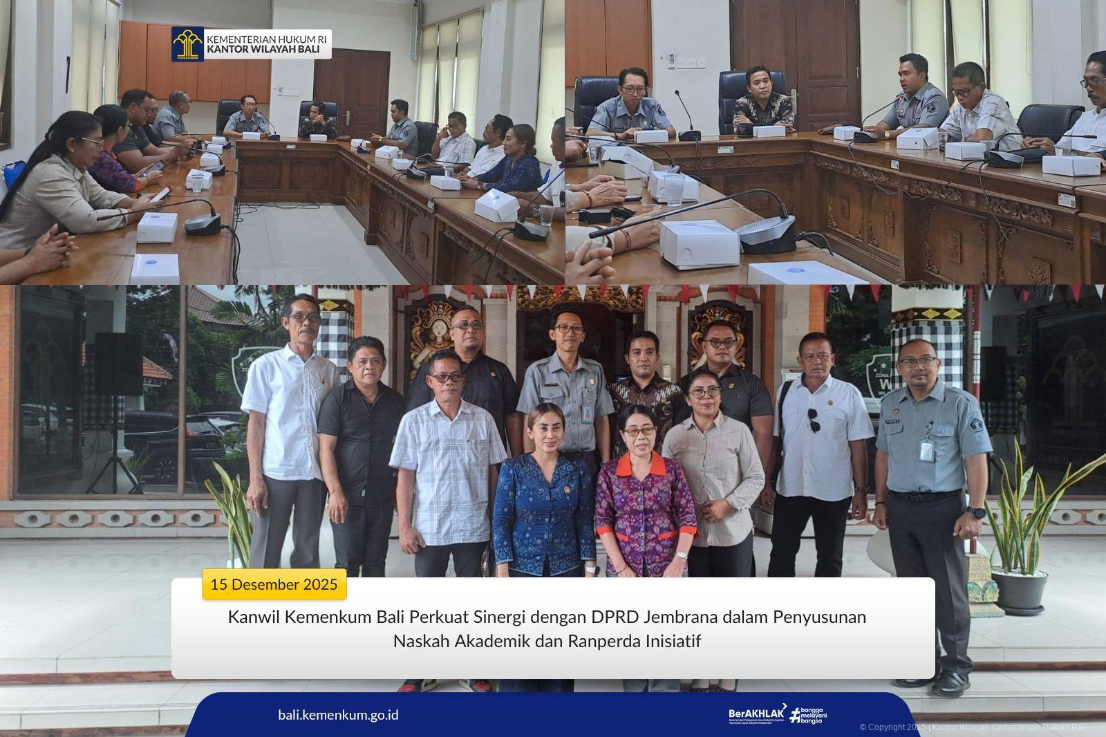 Kanwil Kemenkum Bali Perkuat Sinergi dengan DPRD Jembrana dalam Penyusunan Naskah Akademik dan Ranperda Inisiatif