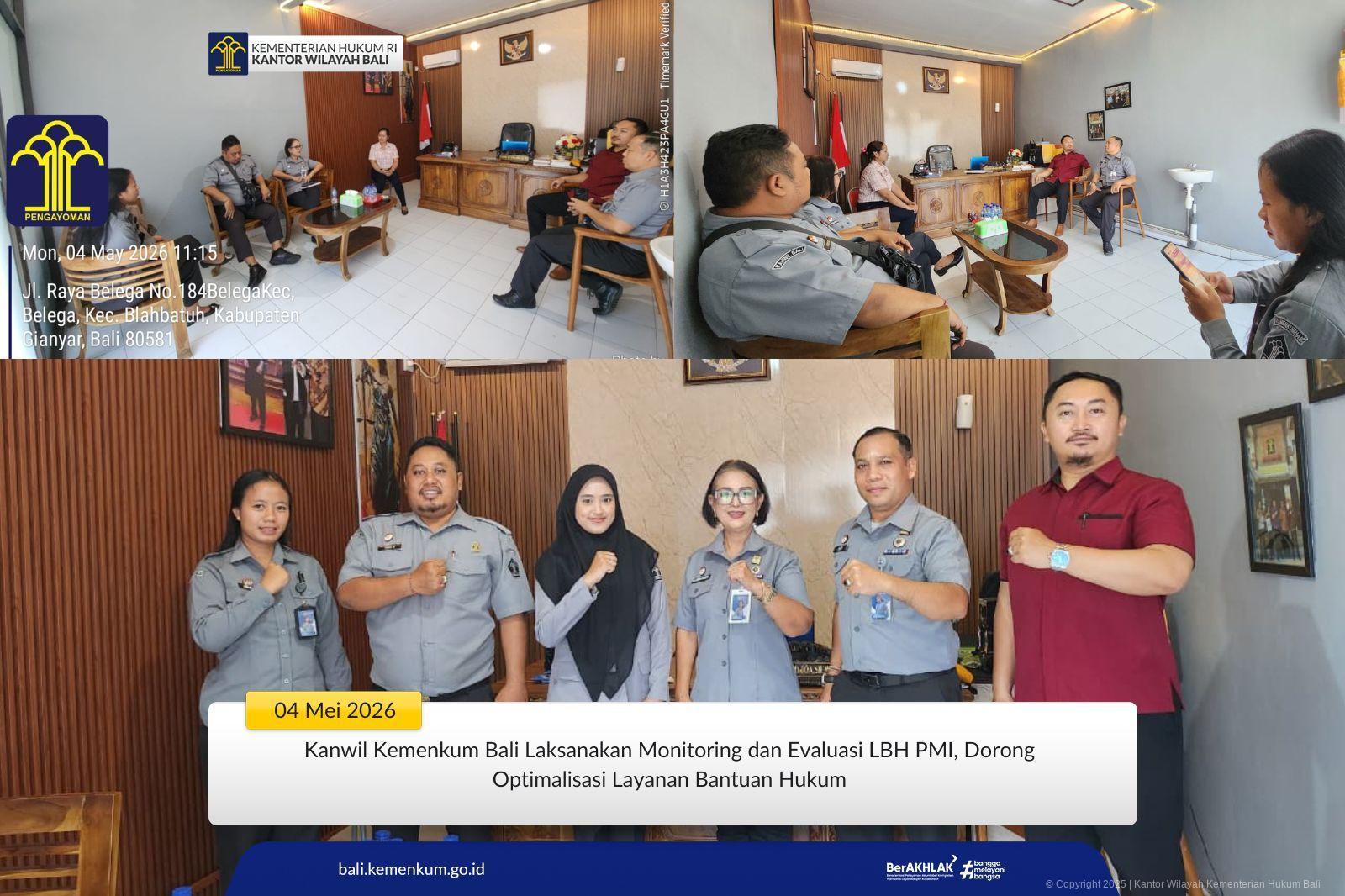 Kanwil Kemenkum Bali Laksanakan Monitoring dan Evaluasi LBH PMI, Dorong Optimalisasi Layanan Bantuan Hukum