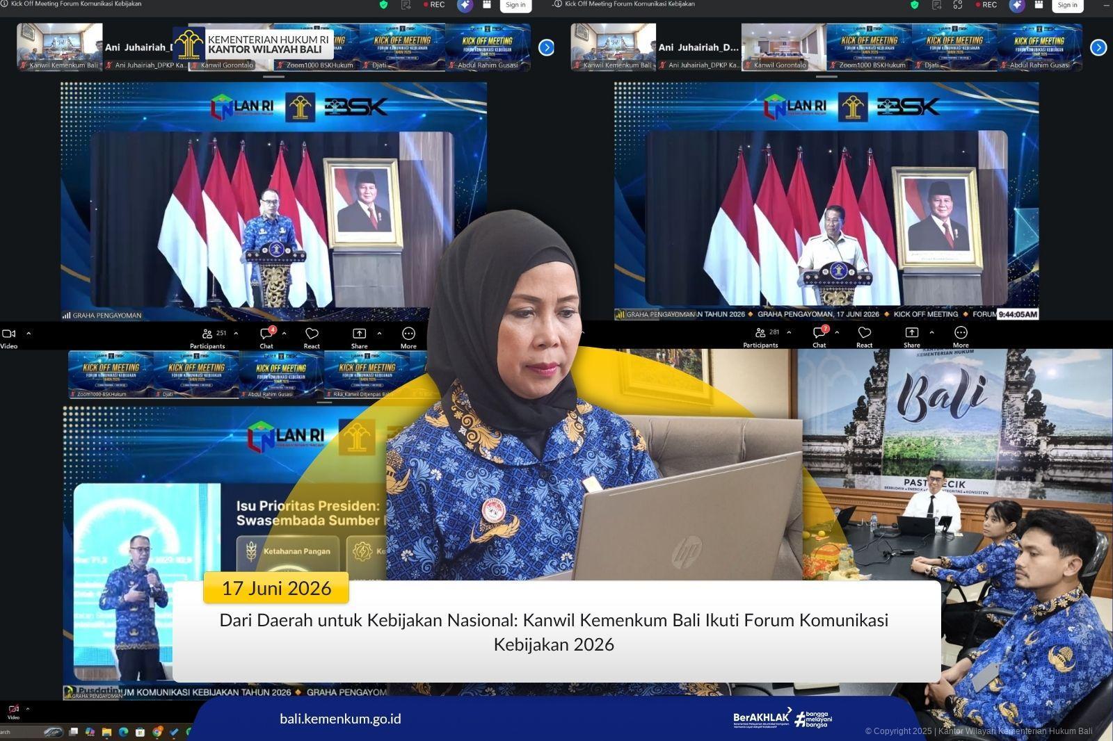 Dari Daerah untuk Kebijakan Nasional: Kanwil Kemenkum Bali Ikuti Forum Komunikasi Kebijakan 2026