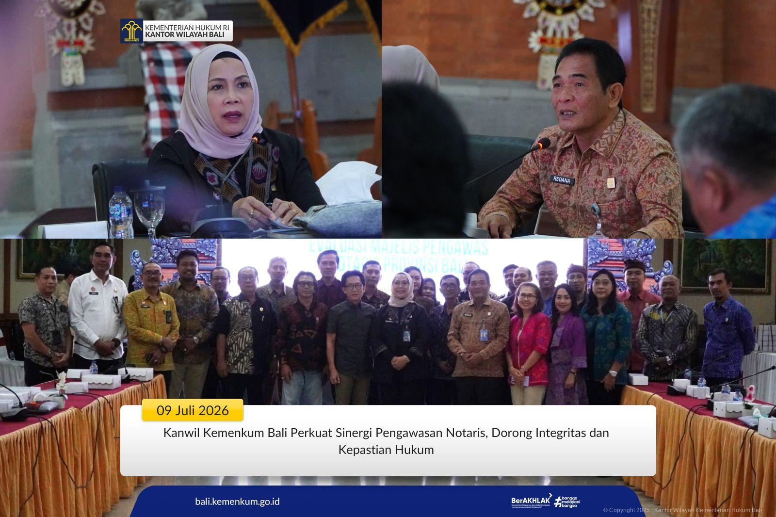 Kanwil Kemenkum Bali Perkuat Sinergi Pengawasan Notaris, Dorong Integritas dan Kepastian Hukum