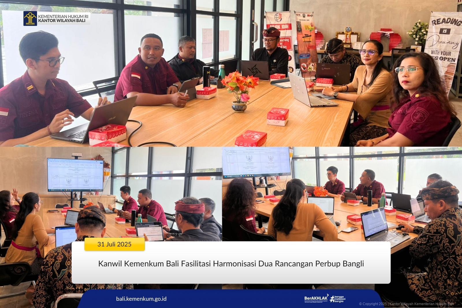 Kanwil Kemenkum Bali Fasilitasi Harmonisasi Dua Rancangan Perbup Bangli