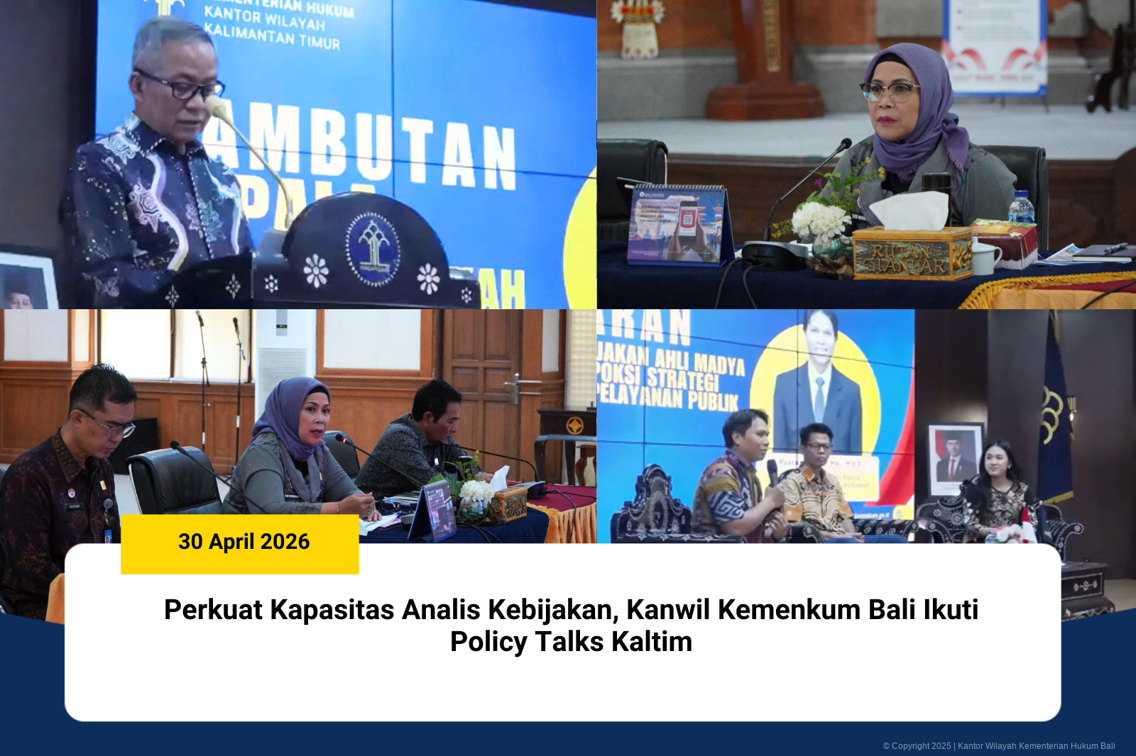 Perkuat Kapasitas Analis Kebijakan, Kanwil Kemenkum Bali Ikuti Policy Talks Kaltim