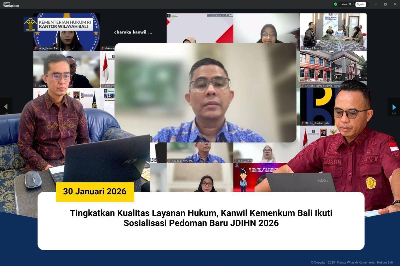 Tingkatkan Kualitas Layanan Hukum, Kanwil Kemenkum Bali Ikuti Sosialisasi Pedoman Baru JDIHN 2026